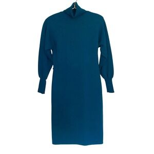 Collections by Michelle Stuart Teal Wool Turtle Neck Long Sleeve Sweater Dress M